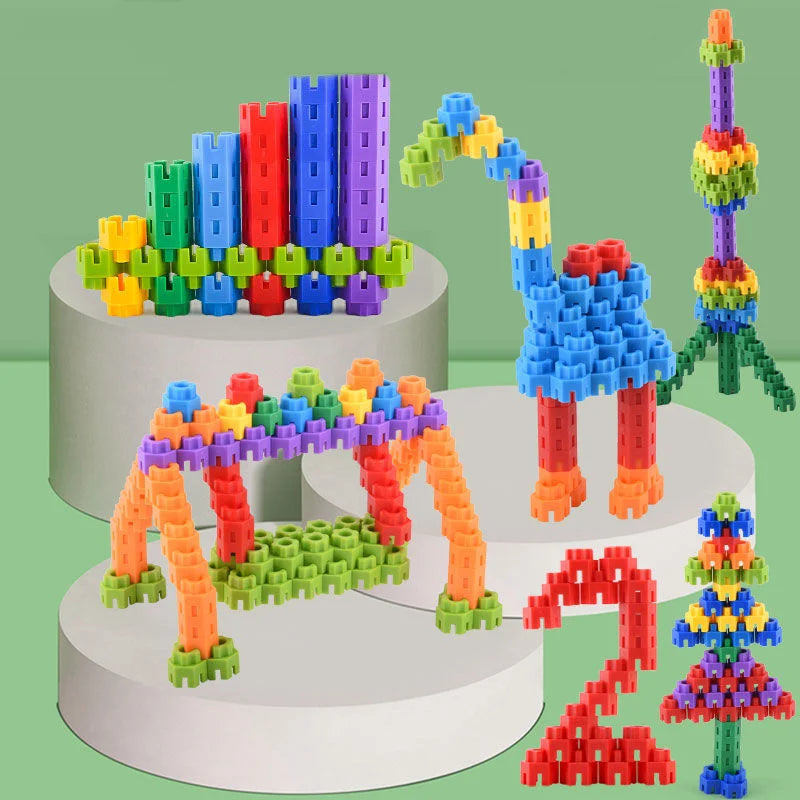 Children'S Building Block Toy Assembly Puzzle Hexagonal Male And Female Puzzle Gear Insertion Plastic Large Particle Gift