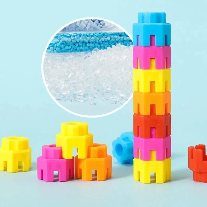 Children'S Building Block Toy Assembly Puzzle Hexagonal Male And Female Puzzle Gear Insertion Plastic Large Particle Gift