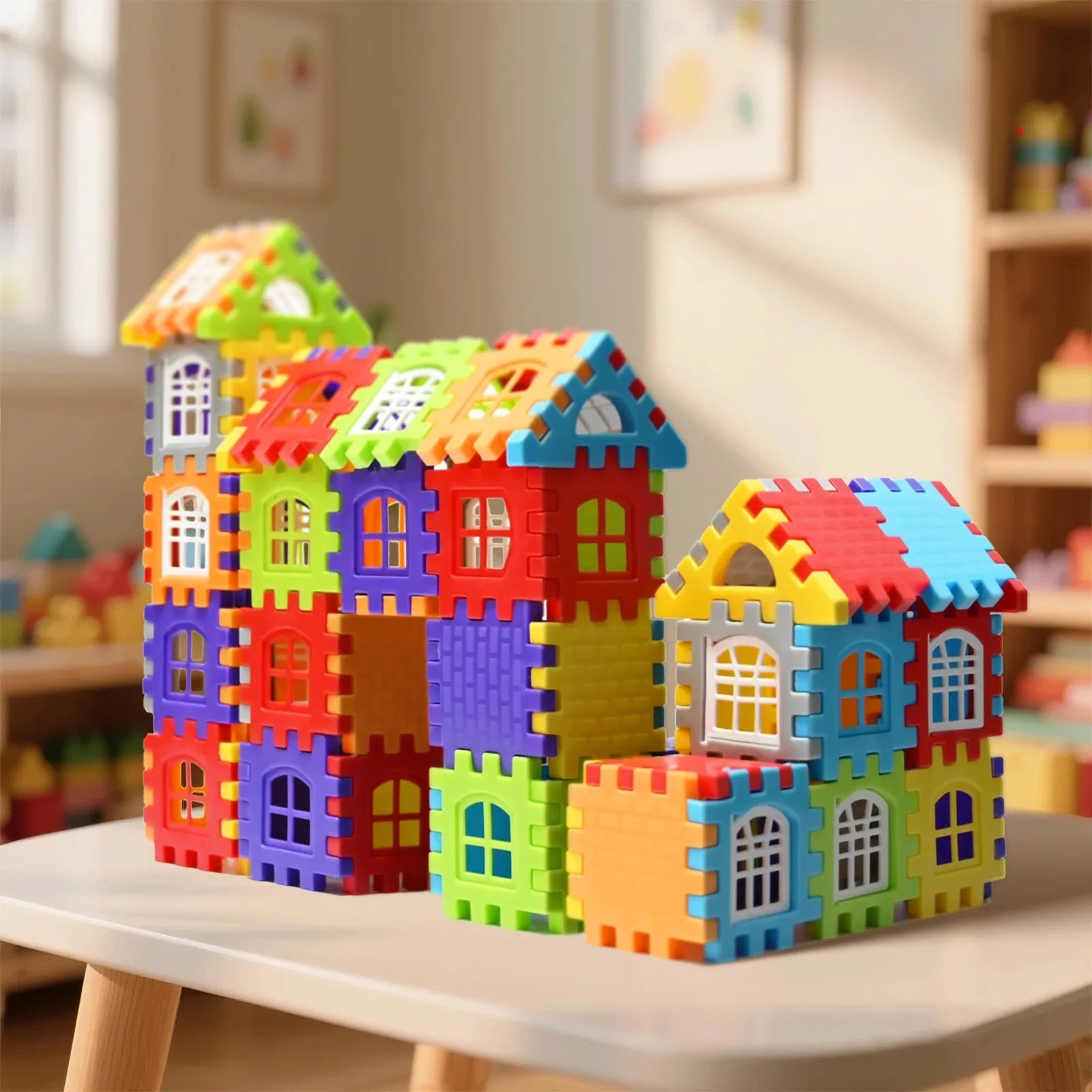 Large scale house building block simulation window design, kindergarten construction, creation of boys and girls large house bu