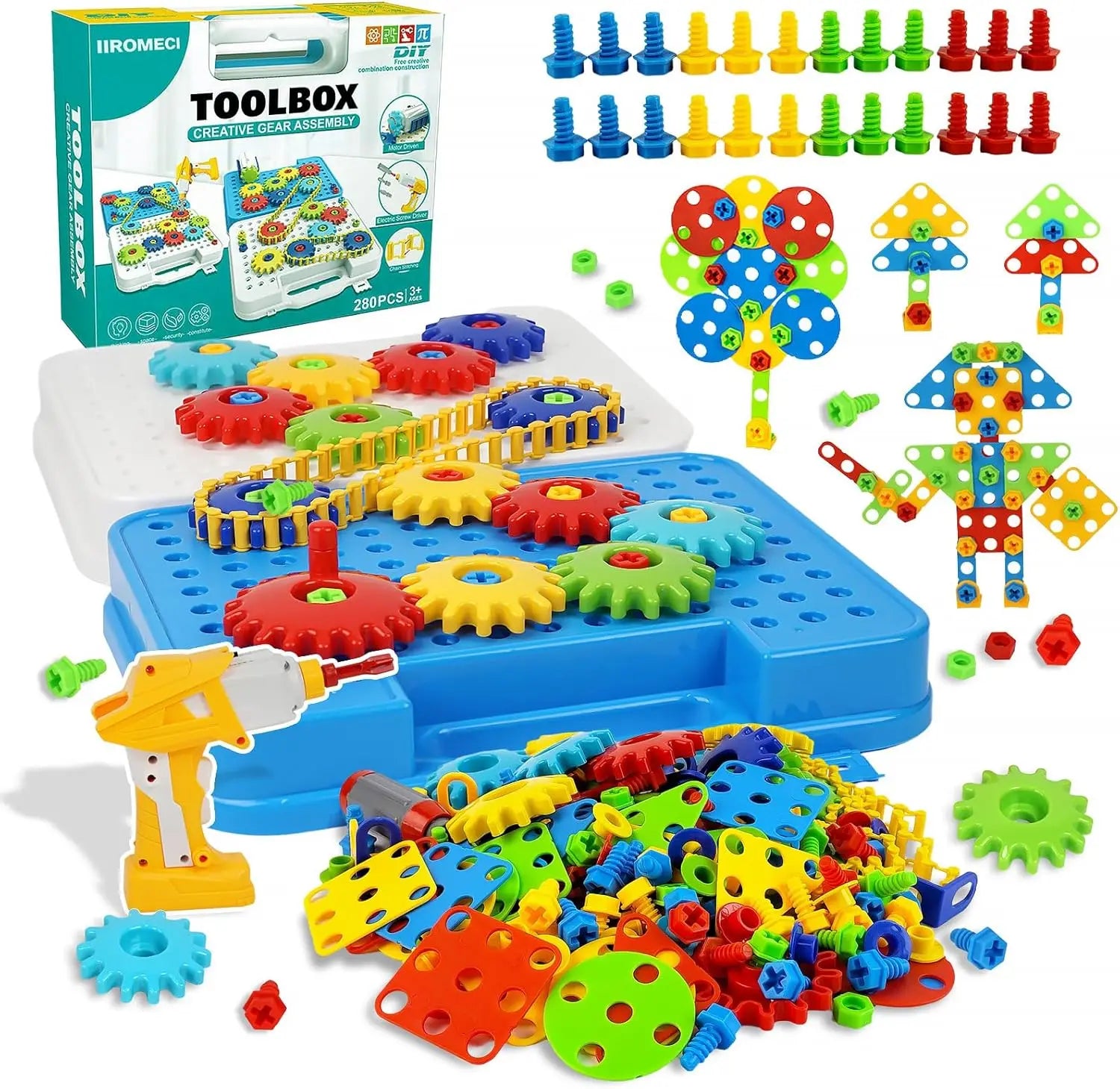 STEM Educational Gears Building Toy Set for Kids Ages 4-8, Creative Learning Blocks with Motor